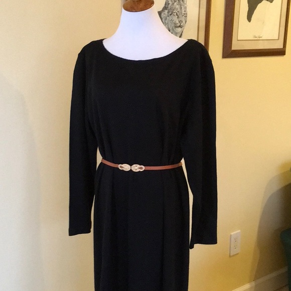 Basic black dress, longer length.  Perfect for fall and winter! - Picture 4 of 5